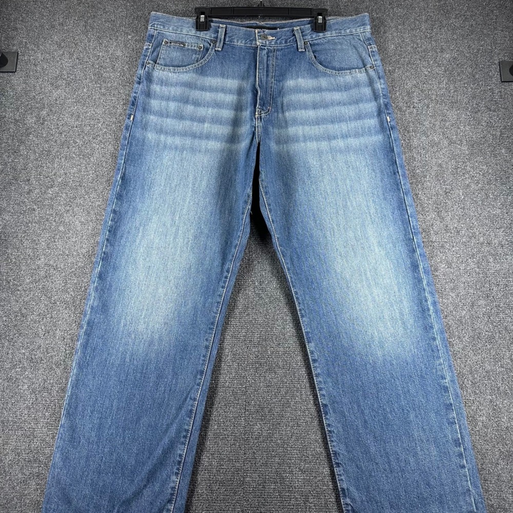 Calvin Klein Jeans Relaxed Straight Mens 38 Blue Medium Wash Denim Cotton Casual
